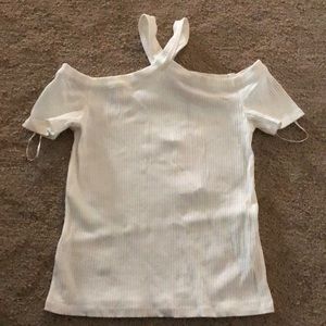White cross neck Zara top